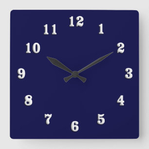 Solid Navy Blue Vierkante Klok