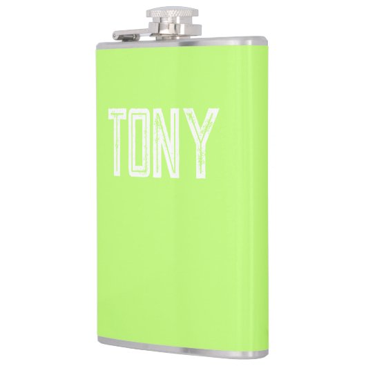 Solid Neon Apple Groene Aangepaste Naam Monogram Heupfles (Links)