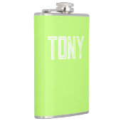 Solid Neon Apple Groene Aangepaste Naam Monogram Heupfles (Rechts)