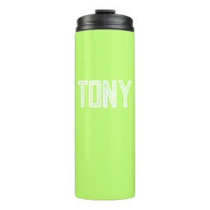 Solid Neon Apple Groene Aangepaste Naam Monogram Thermosbeker