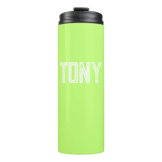 Solid Neon Apple Groene Aangepaste Naam Monogram Thermosbeker (Voorkant)