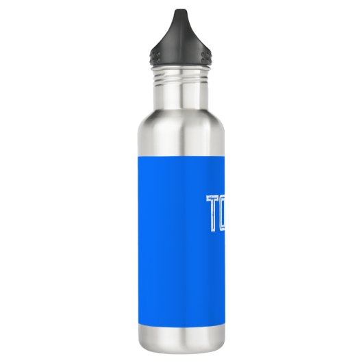 Solid Neon Blue Aangepast monogram Waterfles (Links)