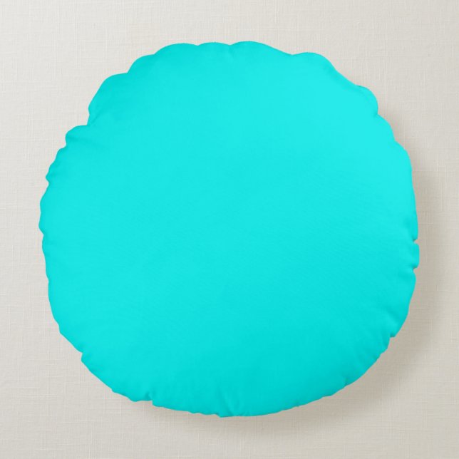 Solid neon heldere aqua rond kussen (Voorkant)
