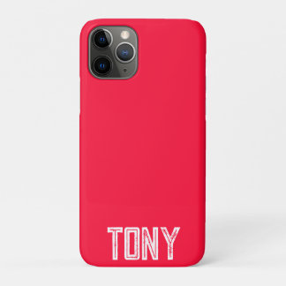 Solid Neon Red Color - Aangepaste monogram iPhone 11 Pro Hoesje