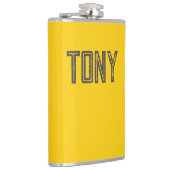 Solid Neon Yellow-Oranje Eigen naam Monogram Heupfles (Rechts)