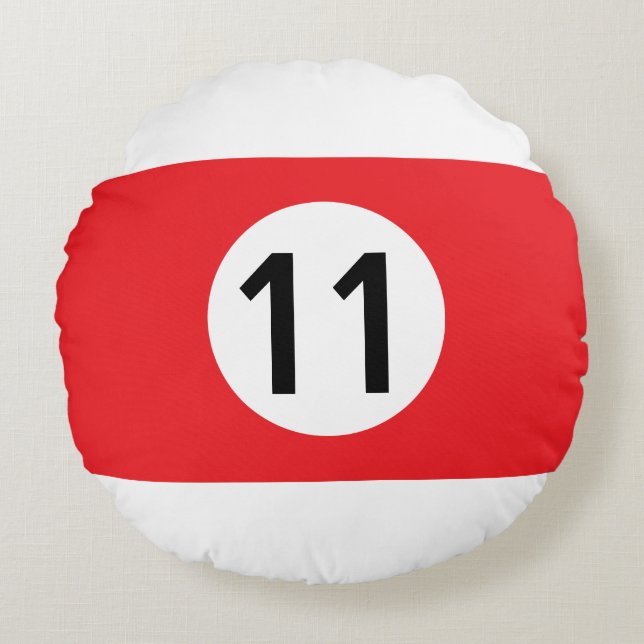 Solid of Stripe biljartbal - 100% bewerkbaar Rond Kussen (Voorkant)