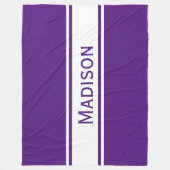 Solid Paarse Witte Stripes Moderne Naam Fleece Deken (Voorkant)