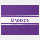 Solid Paarse Witte Stripes Moderne Naam Fleece Deken (Voorkant (Horizontaal))