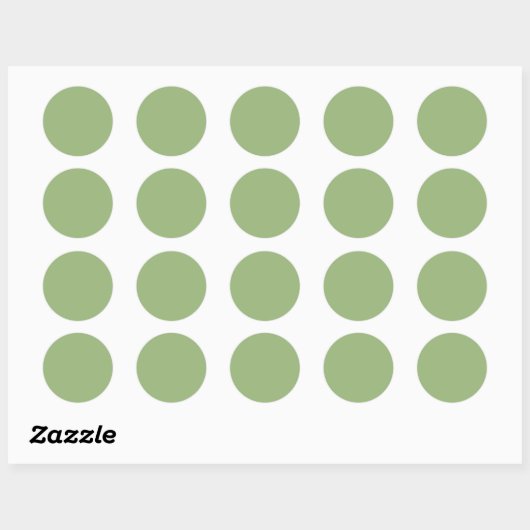 Solid plain sage green ronde sticker (Vel)