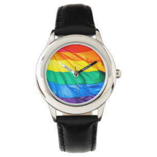 Solid Pride - Gay Pride Flag Closeup Horloge