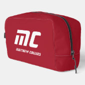 Solid Red Monogram Boyfriend Name Text Simple Toilettasje (Rechterhoek)