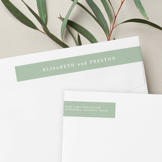 Solid Sage Green Wedding Return-adres
