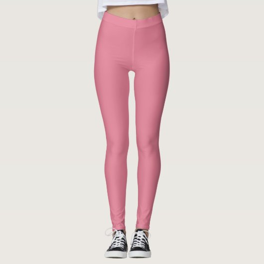 Solid Soft Pastel Pink Leggings Minimalist Athleis (Devant)