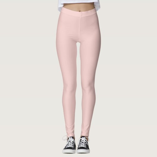 Solid Soft Pastel Pink Leggings Minimalist Athleis (Devant)