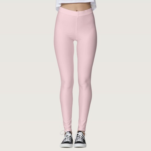 Solid Soft Pastel Pink Leggings Minimalist Athleis (Devant)