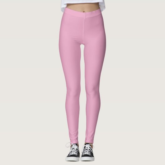 Solid Soft Pastel Pink Leggings Minimalist Athleis (Devant)
