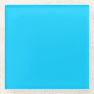 Solid Vivid Sky Blue Minimalist Plain Modern Glazen Onderzetter