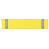 Solid Yellow, Charcoal Grey Ribbon Name Monogram Korte Tafelloper (Horizontaal)