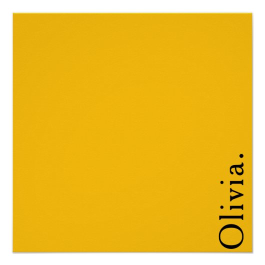 Solid Yellow Custom Name Modern Minimalist Wall  Perfect Poster (Voorkant)