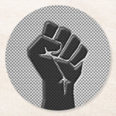 Solidariteit in het koolstofvezeldecor ronde kartonnen onderzetter (Voorkant)