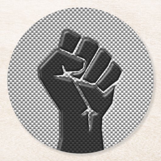 Solidariteit in het koolstofvezeldecor ronde kartonnen onderzetter (Voorkant)