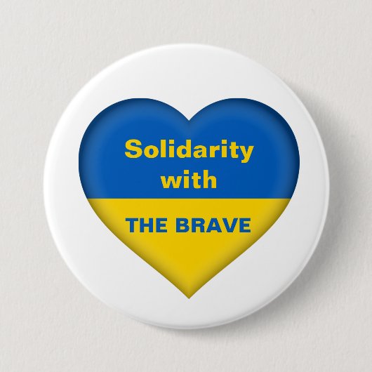Solidariteitshart van de Oekraïense vlag Ronde Button 7,6 Cm (Voorkant)