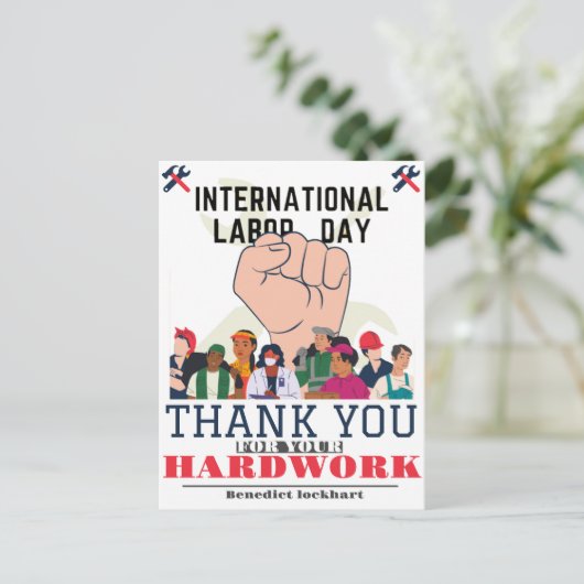 Solidarity Worker Unity Labor Day met Amerikaanse Briefkaart (Staand voorkant)