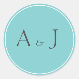 Solide blauwgroen ronde stickers