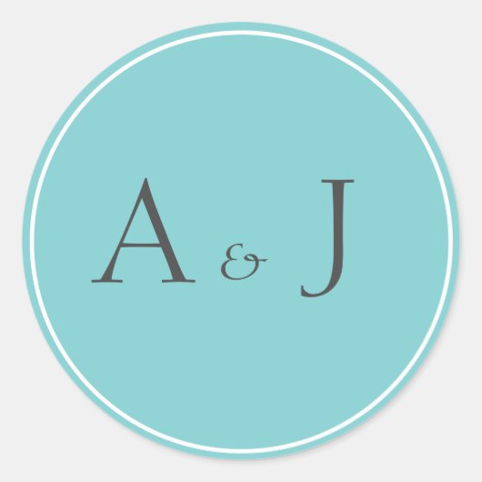 Solide blauwgroen ronde stickers (Voorkant)