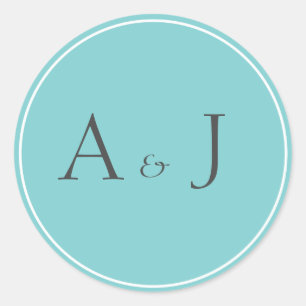 Solide blauwgroen ronde stickers