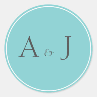 Solide blauwgroen ronde stickers