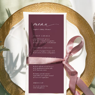 Solide Bourgondische pruim + kalligrafiescript Menu