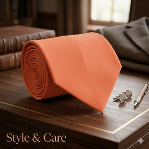 Solide Coral Sinaasappel Kleur Formele Stropdas