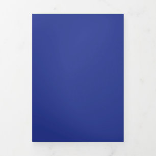 Solide Deep Blue achtergrond   Vet minimalistisch  Drieluik Uitnodiging