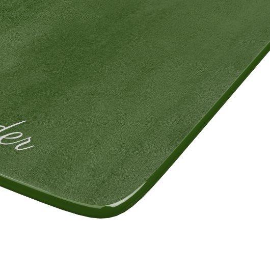 Solide groene achtergrond wit script snijplank (Hoek)