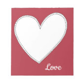 Solide rode liefde met wit hart notitieblok (Voorkant)
