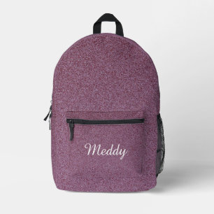 Solide zwart monogram roze glitter textuur print bedrukte rugzak