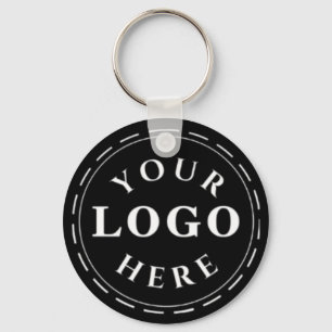 Solide zwarte Logo Sleutelhanger met QR-code