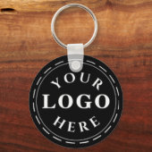Solide zwarte Logo Sleutelhanger met QR-code (Voorkant)