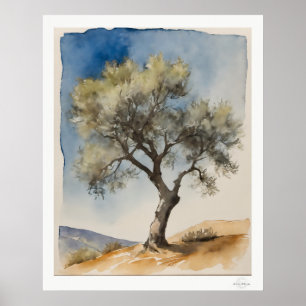Solitair olijfboom botanische kunstprint poster