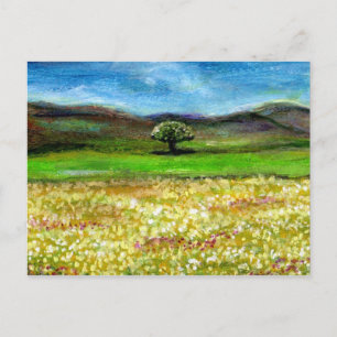 SOLITAIRE BOOM IN GEEL BLOEMENVELD, TUSCANIE BRIEFKAART