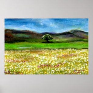 SOLITAIRE BOOM IN GEEL BLOEMENVELD, TUSCANIE POSTER