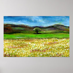 SOLITAIRE BOOM IN GEEL BLOEMENVELD, TUSCANIE POSTER