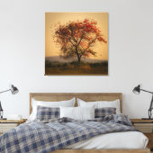 Solitaire herfstboom bij zonsondergang canvas afdruk (Insitu (Slaapkamer))