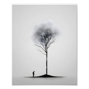 Solitaire reflectie minimalistisch zwart-wit foto afdruk