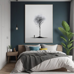 Solitaire reflectie minimalistische zwart-wit kuns poster