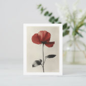 Solitaire rode bloem briefkaart (Staand voorkant)