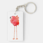 Solitaire roze Flamingo Bird Sleutelhanger (achterkant)