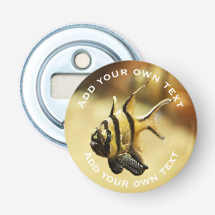 Solitaire Stripy Angelfish Onderwater aangepaste t Button Flesopener