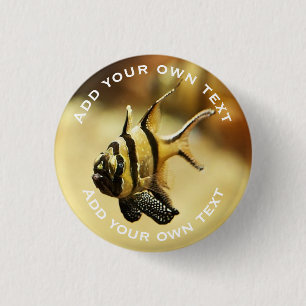 Solitaire Stripy Angelfish Onderwater aangepaste t Ronde Button 3,2 Cm